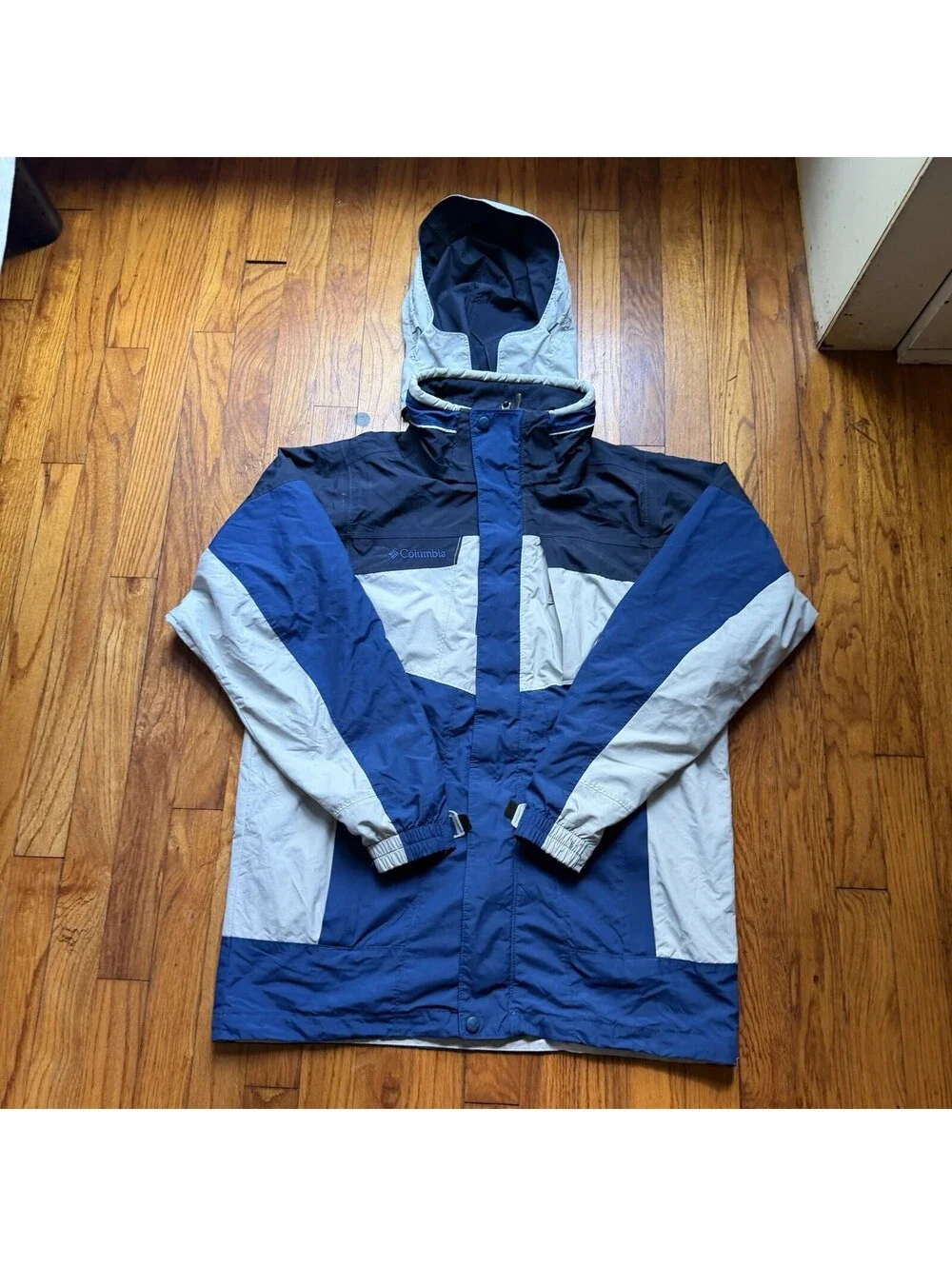 Vintage Columbia Mens 3-in-1 Bugaboo Jacket Silver Blue Small Interchange